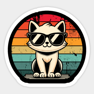 Retro Cat in Sunglasses Novelty Funny Cat Sticker